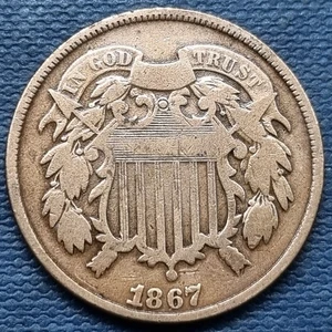 1867 Two Cent Piece 2c Better Grade Details #94040 - Picture 1 of 2