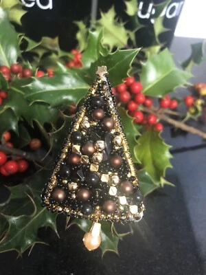 Christmas Tree Beaded Brooch gift for Christmas wonderful  ideas, handmade. - Image 1 of 4