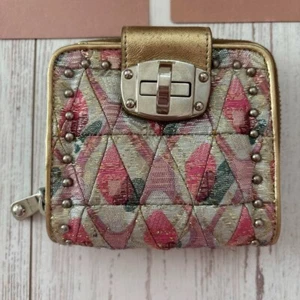 Miu Miu Bi-fold Wallet Multicolor Compact Gold, pink, green Women’s - Picture 1 of 9