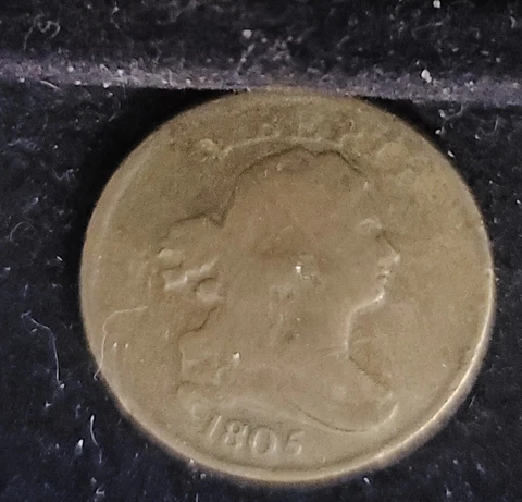1805 US American Small 5, No Stems Good Draped Bust Half Cent Cover