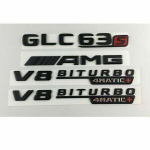 Black Emblems Badges for Mercedes Benz X253 GLC63s AMG V8 BITURBO 4MATIC+