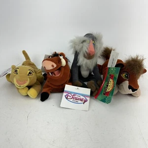 Vtg Disney Store Mini Bean Bag Lion King Plush LOT OF 4 Simba Pumbaa Rafiki Kovu - Picture 1 of 9