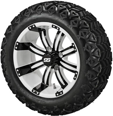 (4) Carro de golf 23x10-14 neumáticos Trail A/T negros con ruedas Tempest 14x7 blancas/negras Foto 1 de 4