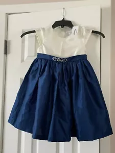 New Gymboree Girls Dressed Up Beautiful Ivory and Navy Gem Fancy Dress Size 4 4T - Picture 1 of 8