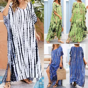 Womens Kimono Kaftan Beach Dress Long Dress Beachwear Bohemian Style Holiday 1 - Picture 1 of 20