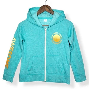 Old Navy Girls XL 14 Hoodie Sweatshirt Full Zipper Teal Lightweight Pockets  - Picture 1 of 7