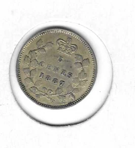 1887 VERY FINE-EXTREMELY FINE Canadian Five Cents Silver  - Picture 1 of 2