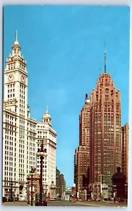 Chicago Tribune Tower Michigan Ave Bridge Street View Postcard Unposted A403 - Picture 1 of 2