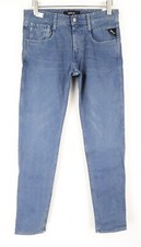REPLAY Anbass W30/L34 Men Jeans 5-Pocket Cotton Stretch Washed Slim Fit Blue