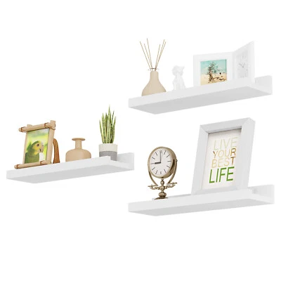 3er Set Wandregal Schweberegal Weiß Bilderleiste Fotoleiste Bilderregal 40/60 cm - Bild 1 von 4