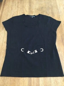 Schwarzer kurzärmliger Damenpullover Rundhalsausschnitt silberner Gürtel XL neu ohne Etikett Will Smith - Bild 1 von 4