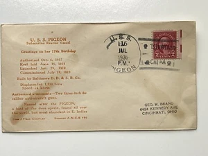 1936 U.S.S. PIGEON Cover Submarine Rescue Vessel 2c Stamp Tsingtao Cancel LAM - Picture 1 of 5