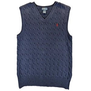 Polo Ralph Lauren Sweater Vest Large (14-16) Boy's Vintage Knit Pullover Navy - Picture 1 of 8