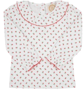 BEAUFORT BONNET Ruffle Collar Knit Shirt - White/Red - NWT Girls 10 - Picture 1 of 1