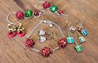 Christmas Jewelry Lot Red Bows Bracelet Christmas Present Earrings Xmas Tree...