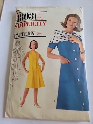 4803 Simplicity Princess Line Dress Pattern Misses 8344 Size 12 Vintage Original - Image 1 of 2