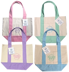 NWT Trader Joe's Pastel Mini Canvas Tote Bags 2025 LIMITED EDITION LOT OF 4 Set - Picture 1 of 5