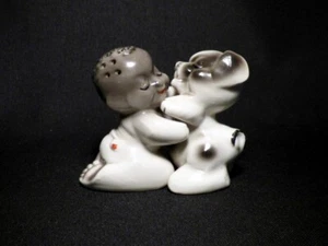 Van Tellingen African American Baby and His Dog S & P Shakers Regal China - Picture 1 of 7