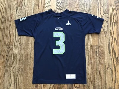 Seattle Seahawks Super Bowl XLVIII Russell Wilson #3 Jersey Youth/Wmns XL 18/20 - Image 1 of 4