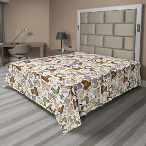 Ambesonne Animal Motif Flat Sheet Top Sheet Decorative Bedding 6 Sizes