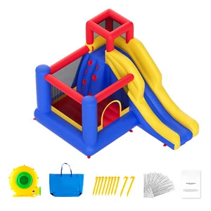 Inflatable Bounce House Bouncy Jumping Castle with Blower Slide for Kids - Picture 1 of 12
