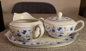 Arzberg 1520 Blaublüte * ZUCKER und MILCH AUF PLATTE *** Top Zustand! Geschenk! - Bild 1 von 9