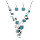 Boho Vintage Turquoise Jewelry Set - Women's Necklace & Earrings