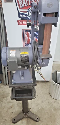BALDOR BELT SANDER / GRINDER ~ 2048 / 248 / 2"x48" ~ 3 Phase w/Stand Water Tray - Image 1 of 4