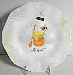 The Farmhouse Rachel Ashwell Life Is Sweet Bee Melamine 4 Dinner Plates New - Picture 1 of 2
