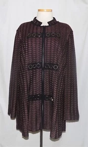 Chaqueta Blazer Misook Marrón/Negro Texturizado Estampado Anillo Acentos 1 Gancho 2X - Imagen 1 de 5