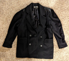 Billy Coat Mens 100% wool pea coat 4 buttons w/ leather shoulders