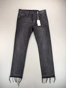 Jeans MNML uomo taglia 38x32 nero orlo grezzo cowboy classiccore rock D212 bottoni mosca - Foto 1 di 15