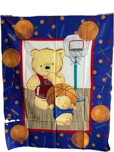 Lot 2 Stuart Kramer Cranston Fabric Panel 44" X 33” Basketball Bear  crafts - Picture 1 of 5