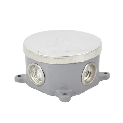 HUBBELL B2524 HIERRO FUNDIDO REDONDO METÁLICO SUELO CAJA POCO PROFUNDO, COLLAR LATÓN TOTALMENTE AJUSTADO Foto 1 de 4