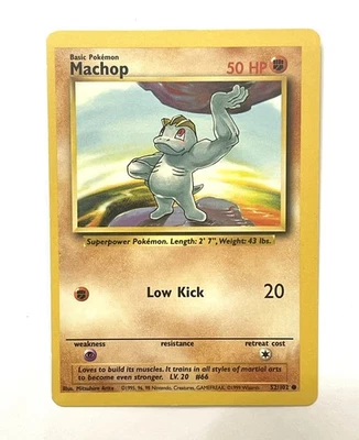 Machop 52/102 Base Set Pokemon Card - LP/MP Miscut Off Center OFC Error - Image 1 of 4