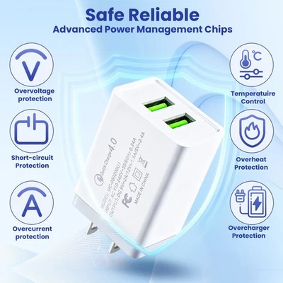 Universal Travel 5V 2.4A Dual USB AC Wall Home Charger Power Adapter US Plug - Image 1 of 4