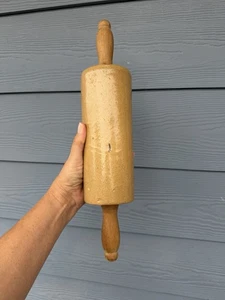 Antik Vintage gelbe Ware Nudelholz - Bild 1 von 12