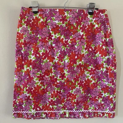 Saia Vintage Madison Studio Feminina Tamanho 12 Multicolorida Zíper Lateral Floral Babado - Imagem 1 de 4