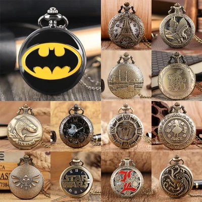 Steampunk Pocket Watch Retro Quartz Movement Watches for Men with Long Chain - Image 1 of 4