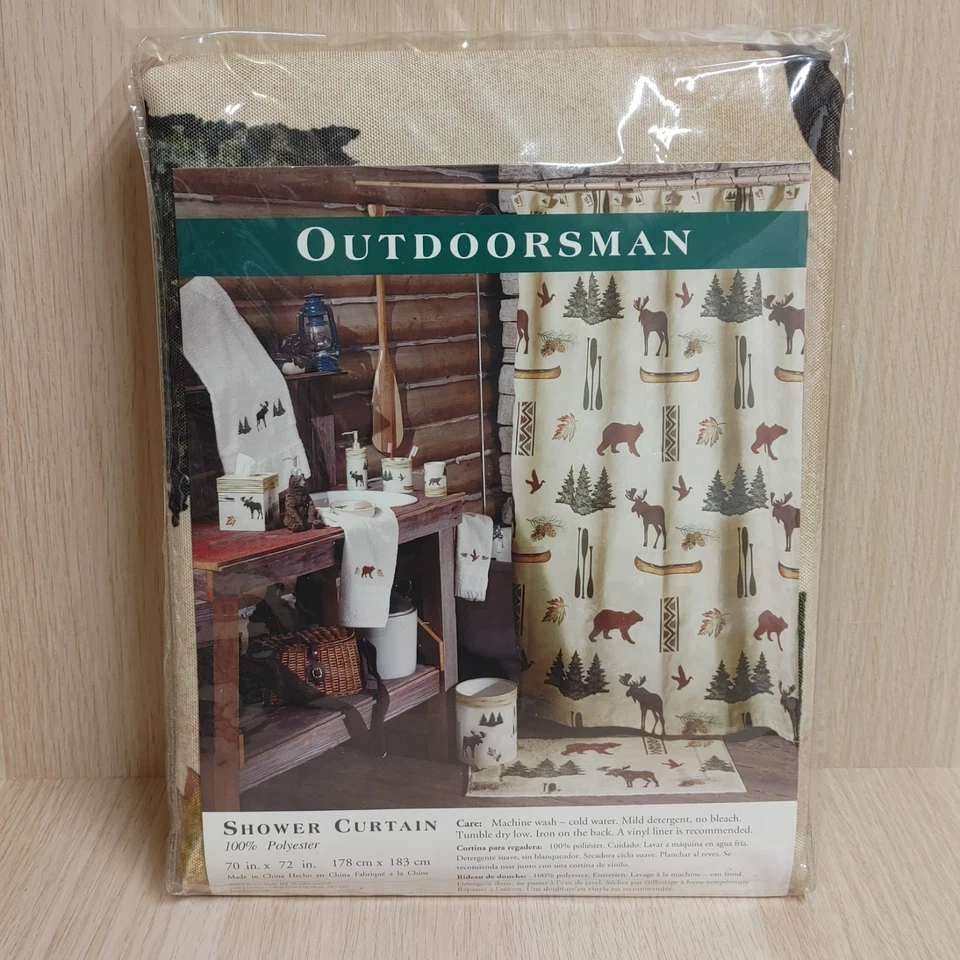 Cortina de Ducha Bacova OUTDOORSMAN 70x72" Cabina Rústica Poliéster  Foto 1 de 4