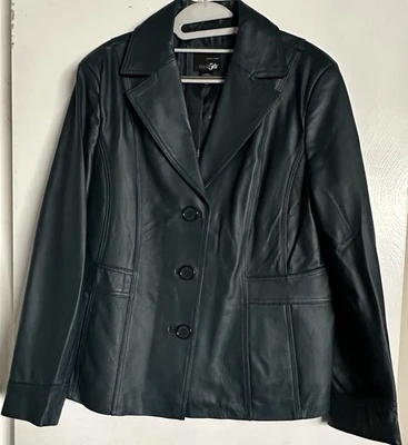 Chaqueta Blazer de Cuero East 5th Para Mujer Azul Teal Talla X-Grande Foto 1 de 4