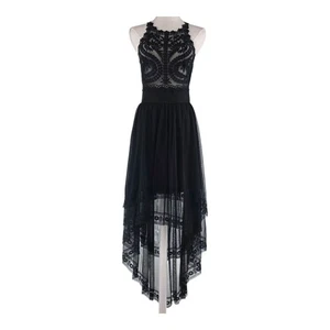 Vestido de cóctel Whimsygoth Bebe negro de encaje alto bajo de tul para mujer 4 transparente fiesta $159 - Imagen 1 de 15