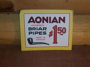 Letrero de cartón pipa de tabaco Aonian original de colección pipas de brezo Francia raro - Imagen 1 de 5