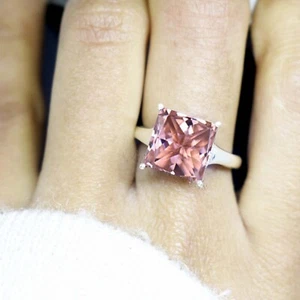 925 Sterling Silver Morganite Genuine Gemstone Handmade Bohemian Promise Ring - Picture 1 of 4