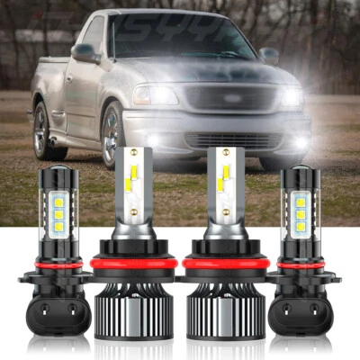 For 1997-2003 Ford F150 6500K LED Headlight Hi/Lo+Fog light bulbs Combo White - Image 1 of 4