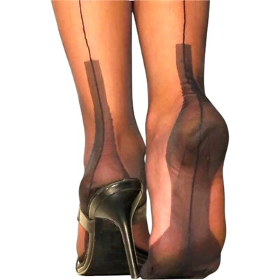 GOLDEN LADY Collant Vintage MADE IN ITALY Velatissimi Riga Dietro e Tallone Cubano Tg. 8.5-9