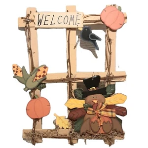 Thanksgiving Hanging Door Decor 15" Wooden Window Frame Autumn Fall Farmhouse - Picture 1 of 6