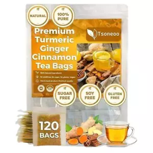 120Bags Premium Turmeric Ginger Cinnamon Tea Improve Digestion Support Brain N W - Picture 1 of 9