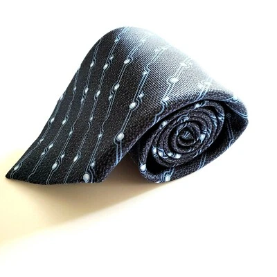 Галстук BVLGARI 7-кратный галстук Bulgari 100% шелк 60 дюймов x 4 дюйма синий диагональная точка - Изображение 1 из 4