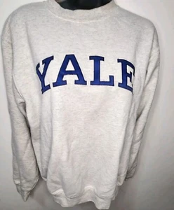 Champion Unisex Small YALE University Embroidered Sweatshirt Crewneck Offwhite  - Bild 1 von 5
